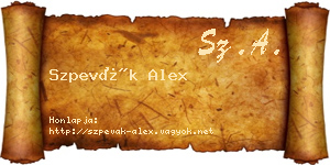 Szpevák Alex névjegykártya